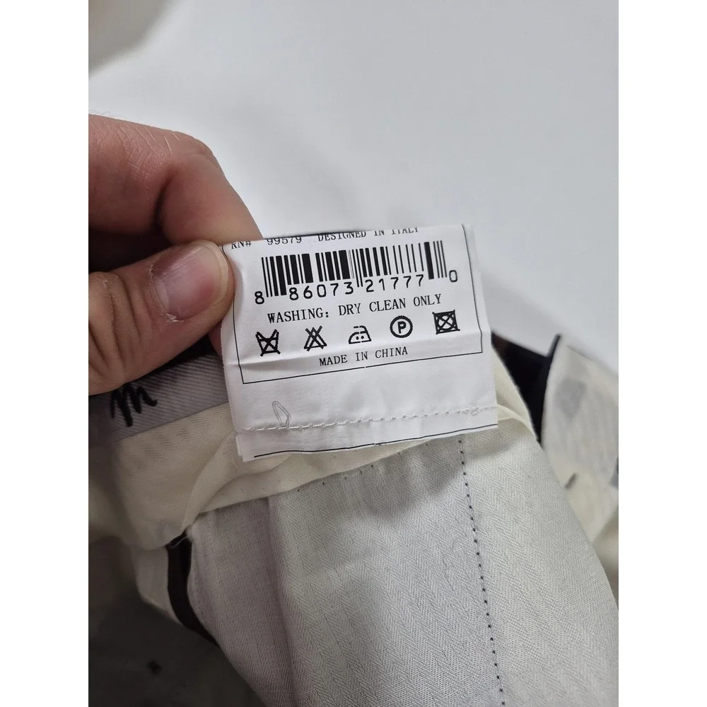 Montefino Dress Pants Mens 30x36 Navy Super 120s Wool Flat Front Unhemmed NWT